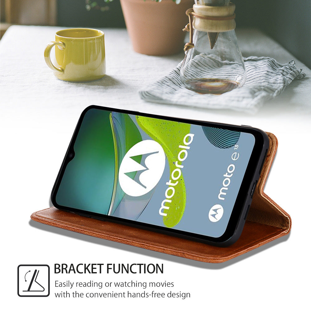 For Motorola Moto E13 4G Triangle Stitching Line PU Leather Wallet Shockproof Cover Foldable Stand Phone Case For Motorola Moto E13 4G Triangle Stitching Line PU Leather Wallet Shockproof Cover Foldable Stand Phone Case